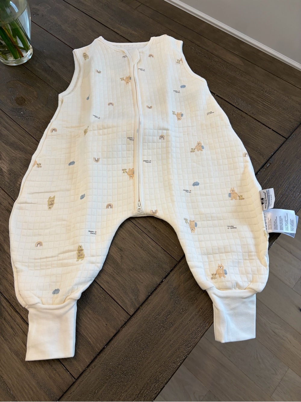 Miracle Cream Quilted Baby Footie One-Piece with Zip
